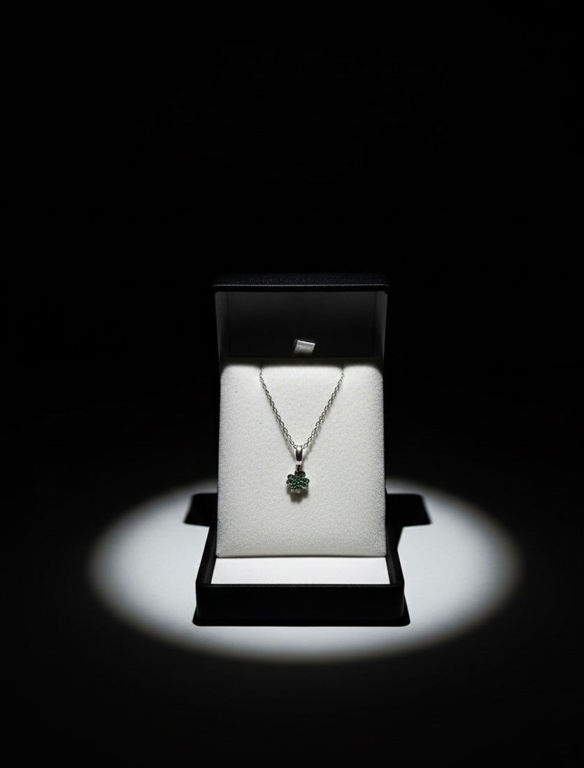 Şans yoncası minimal kolye çarpıcı not ve kutulu