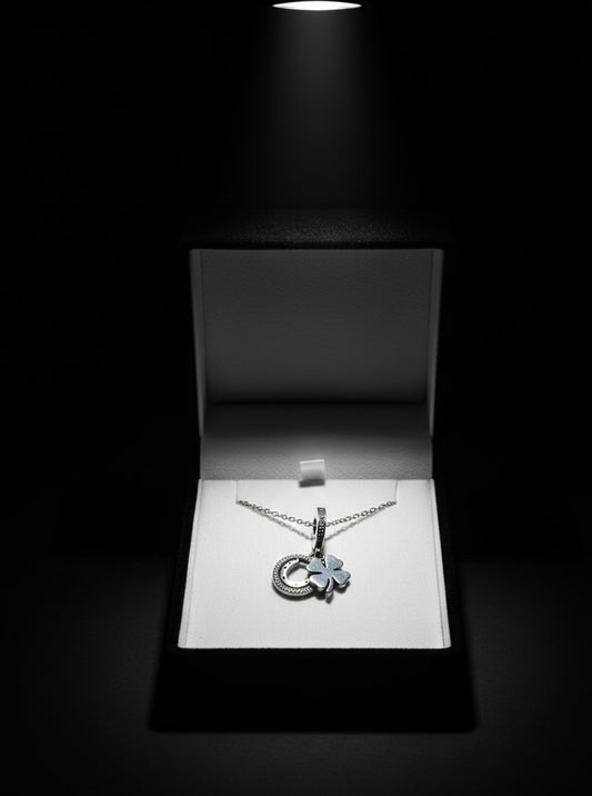 Sevgilime Şanslı nal yonca kolye çarpıcı not ve kutulu