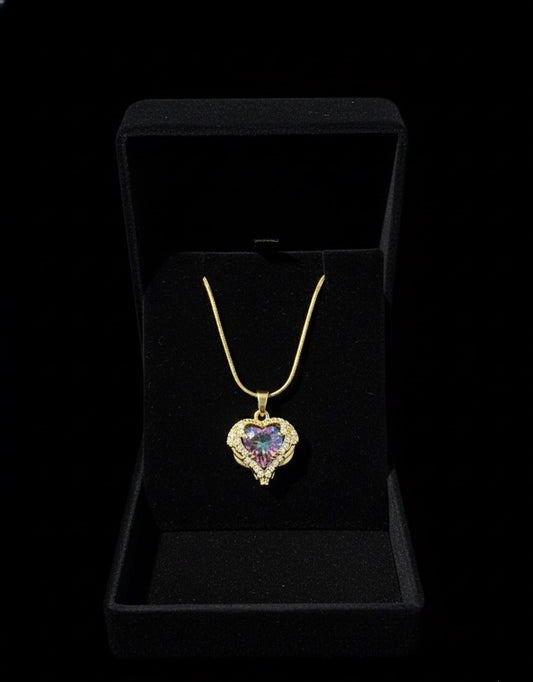 Anneme gösterişli kalp kolye çarpıcı not ve kutulu