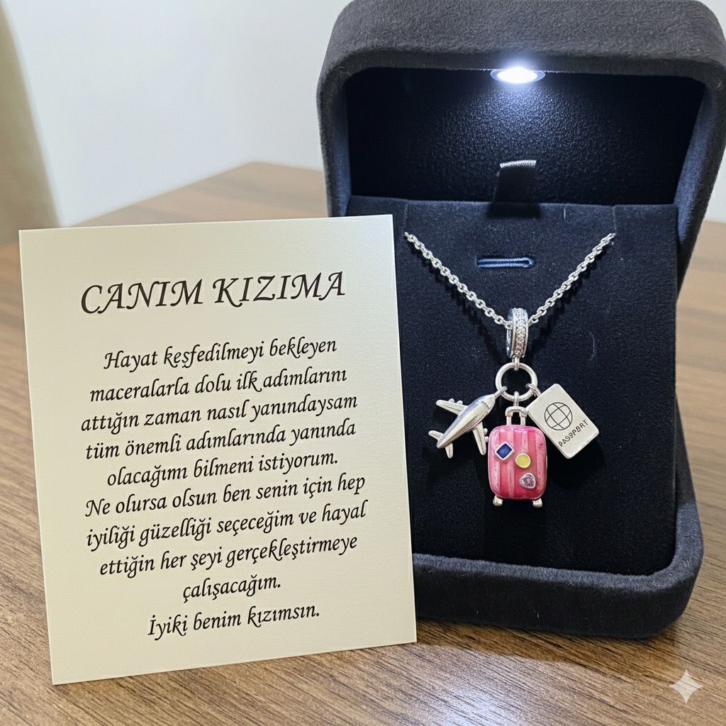 Kızıma anlam içeren kolye Özel not ve Kutulu